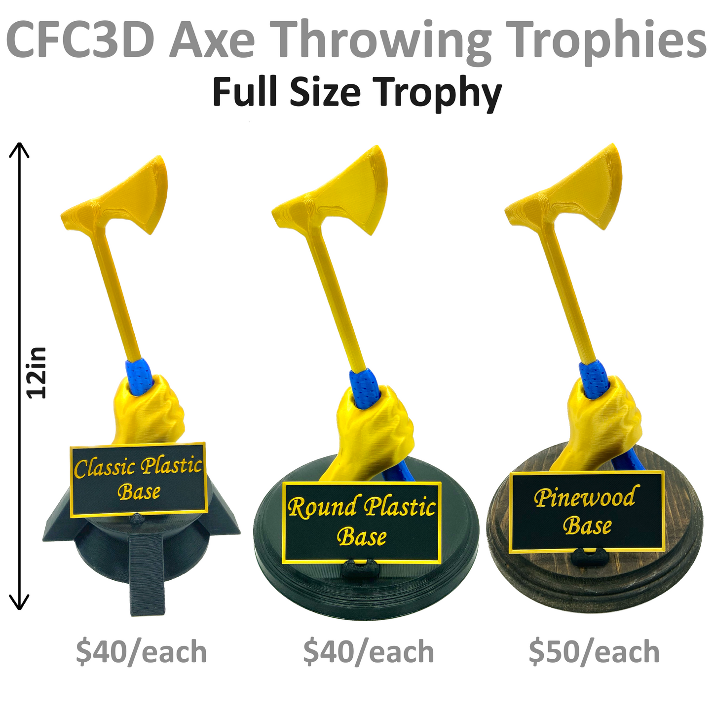 Custom 3D Printed Axe Throwing Trophies