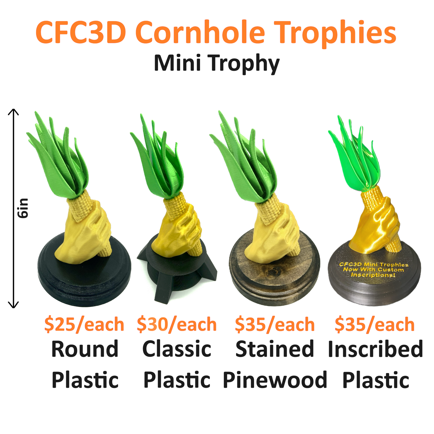 Custom 3D Printed Cornhole Trophies